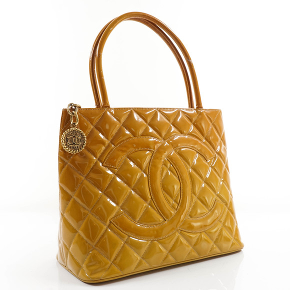 Auth Chanel Hand Bag Enamel Yellow #26809C46 - Picture 4 of 15